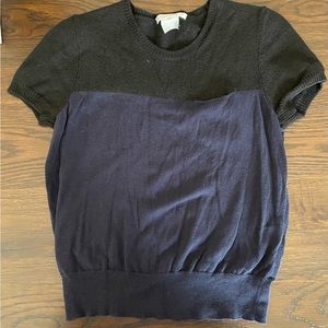 Cashmere black and blue sweater with cute breast pocket